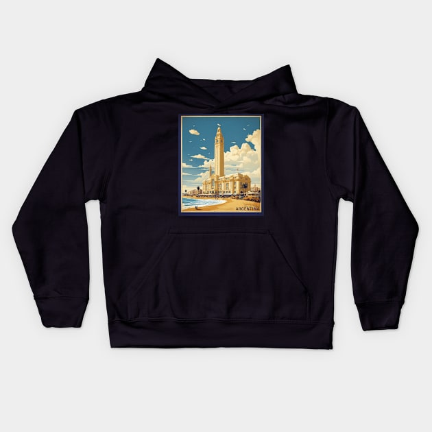 Mar del Plata Argentina Vintage Tourism Poster Kids Hoodie by TravelersGems